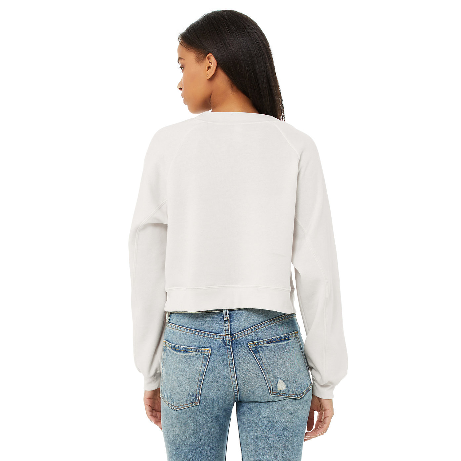 Bella Canvas – 7505 Women’s Crew Pullover – White – Back View – Blank – 1500×1500