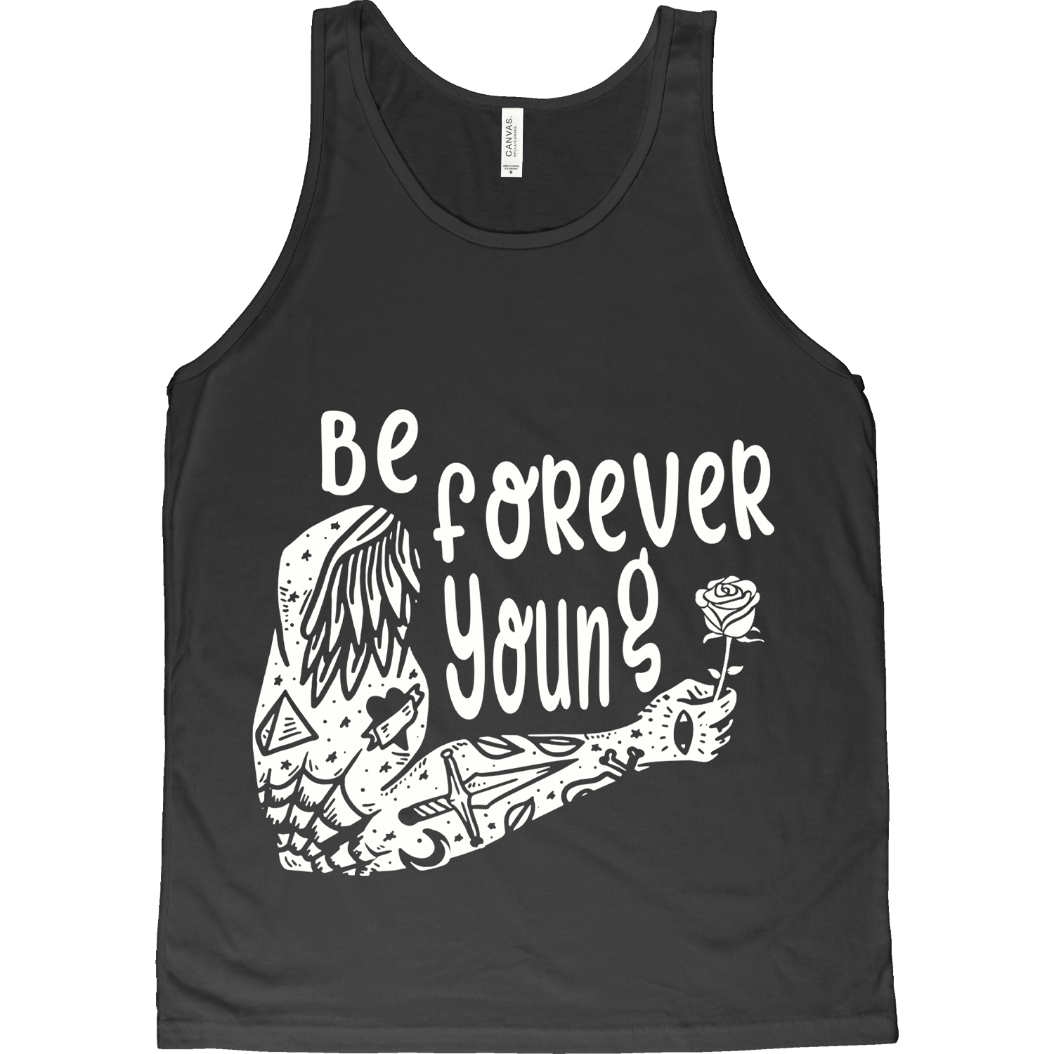 Tattoo Arm - Men's Tank - Black - Front View - 1500x1500