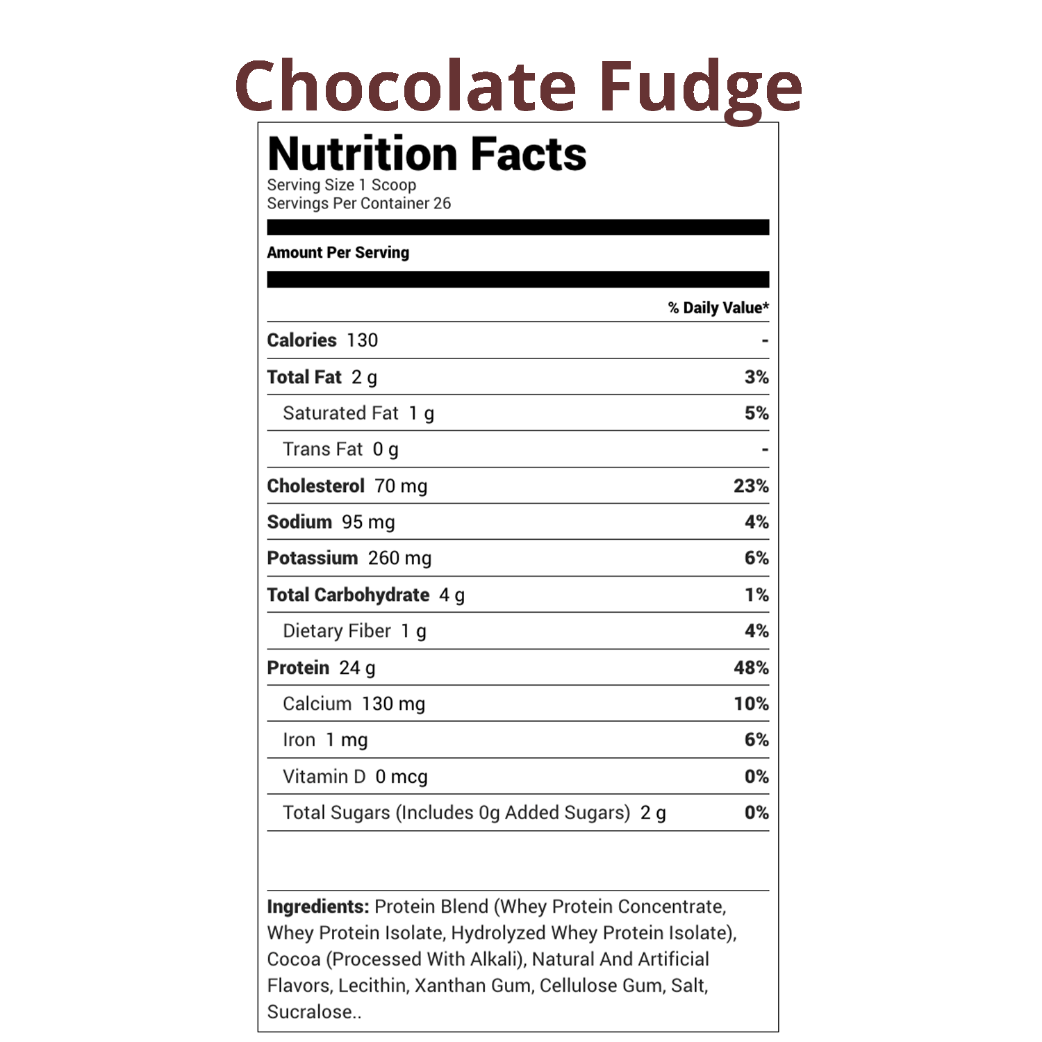 Image of Rule 1 - R1 Whey - Chocolate Fudge - Nutritional Facts - 2 Lbs