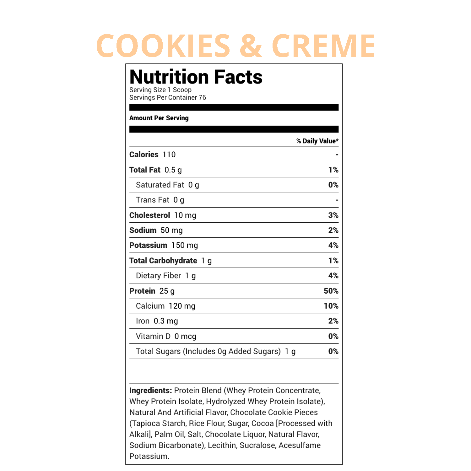 Image of Rule 1 Proteins - R1 Protein - Cookies & Creme - Nutritional Facts - 5 Pounds