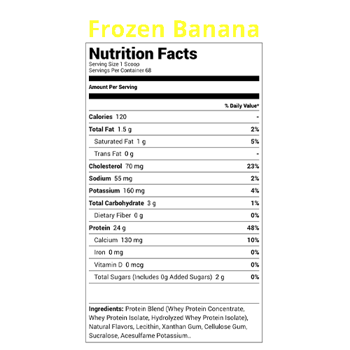 Image of Rule 1 - R1 Whey - Frozen Banana - Nutritional Facts- 5lbs