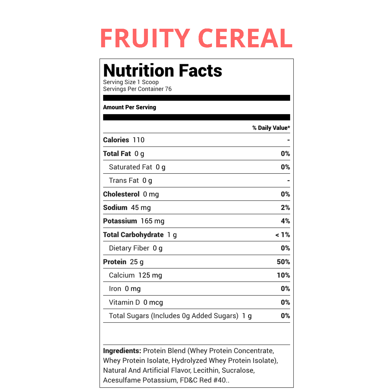 Image of Rule 1 Proteins - R1 Protein - Fruity Cereal - Nutritional Facts - 5 Pounds