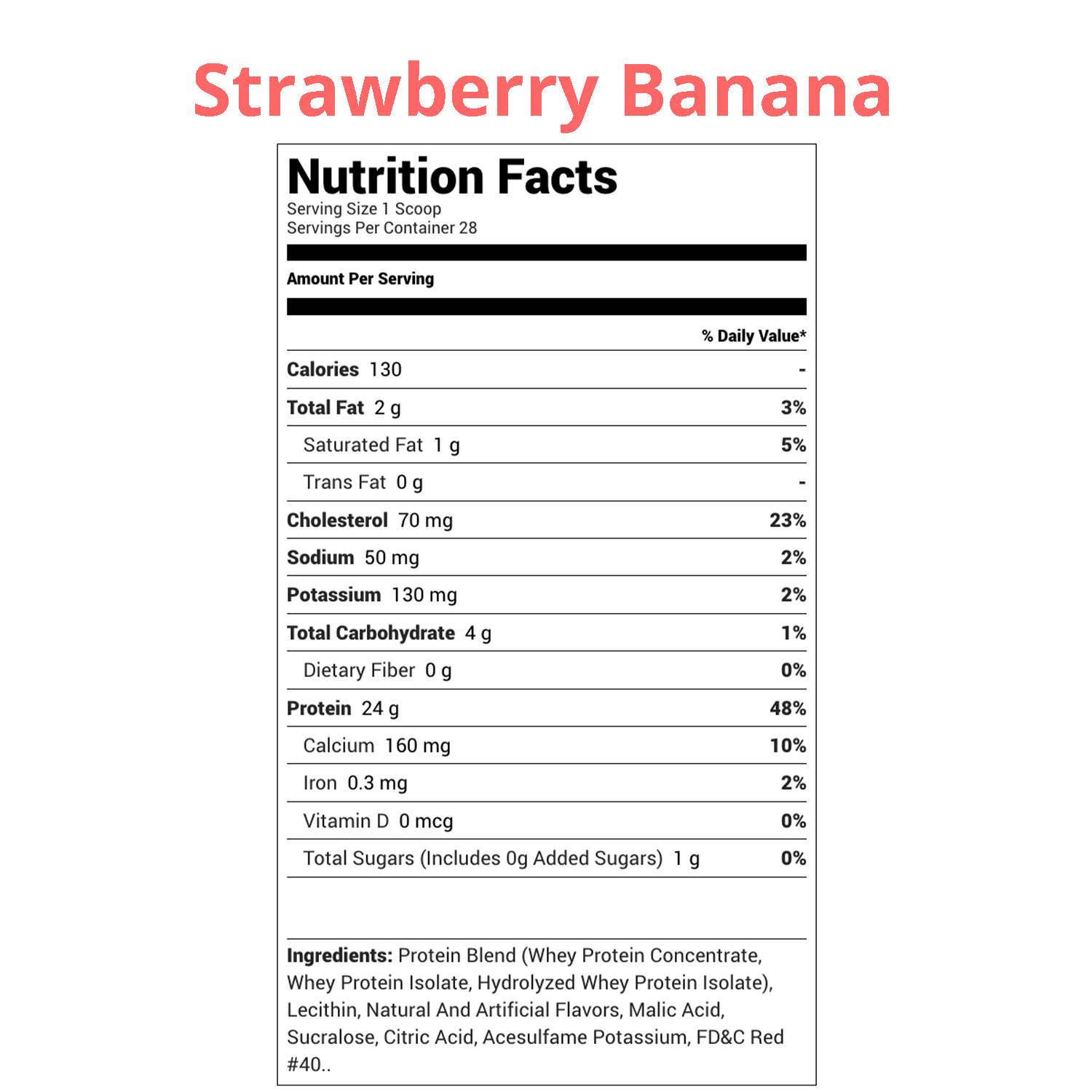Image of Rule 1 - R1 Whey - Strawberry Banana - Nutritional Facts - 2 Lbs