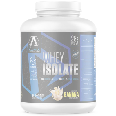 Picture of Alpha Nutrition Labs Whey Isolate Banana Flavor 5 Pound Jug