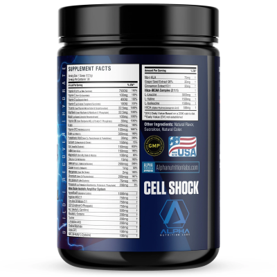 Picture of Alpha Labs Nutrition Cell Shock Container Supplement Facts Grape Flavor