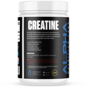 Image of Alpha Nutrition Labs Creatine Monohydrate 5mg, 100 serving bottle on how to use creatine