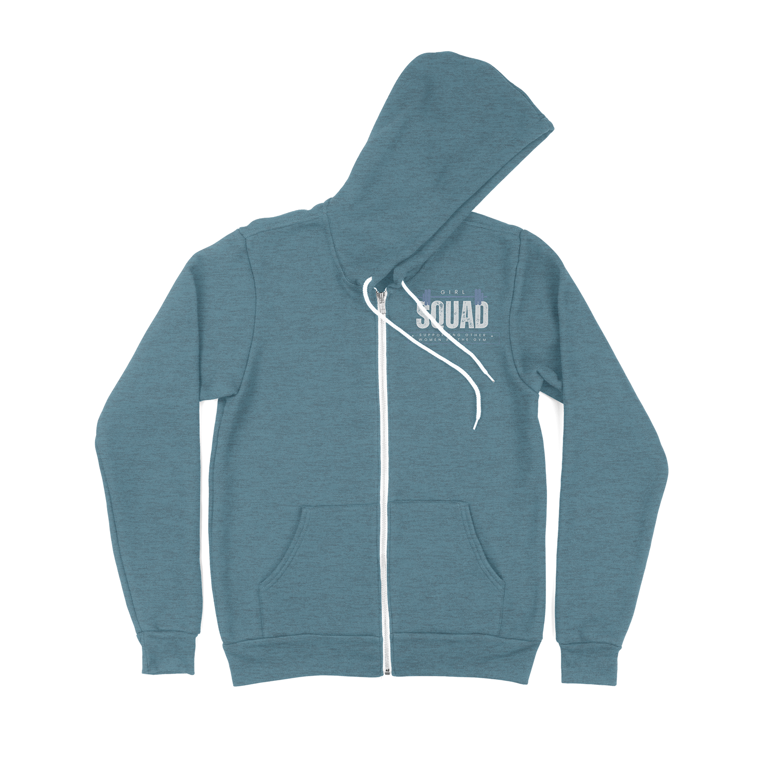 Picture of Heather Deep Teal Zip Up Hoodie with Girl Squad Imprinted