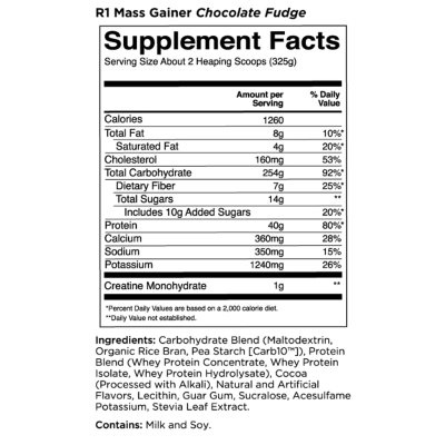 Rule. 1 Mass Gainer Supplement Facts