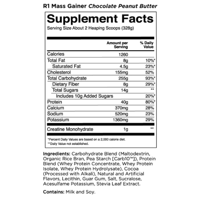 Rule. 1 Mass Gainer Supplement Facts