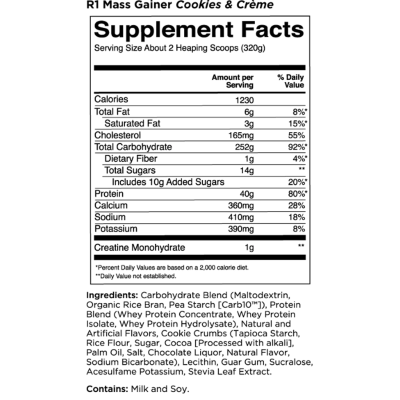 Rule. 1 Mass Gainer Supplement Facts