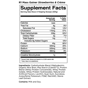 Rule. 1 Mass Gainer Supplement Facts