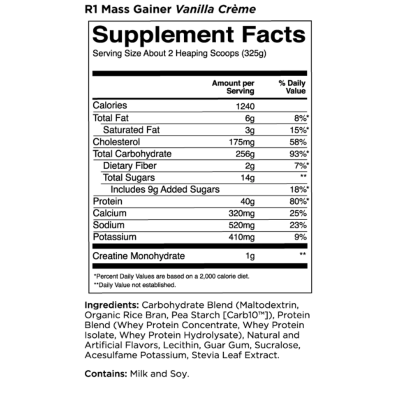 Rule. 1 Mass Gainer Supplement Facts