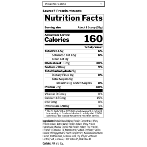 Picture of Rule 1 Proteins Source7 Gelato Series Supplement Facts of Pistachio Gelato Flavor