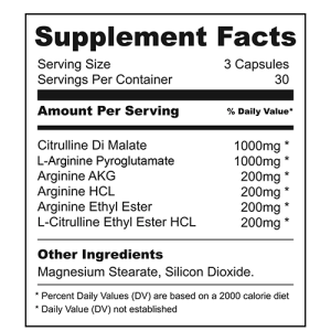Picture of Alpha Labs Nutrition X-treme Pump Container Supplement Facts