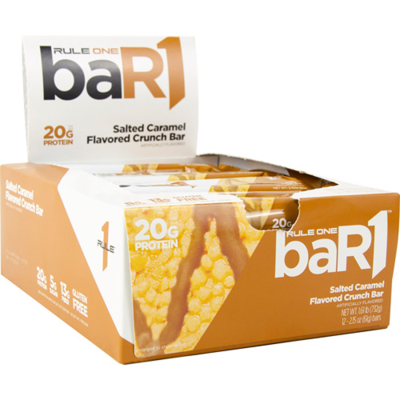 Picture of Rule 1 Protein Bar1 Bar Box of the Carmel Salted Flavor