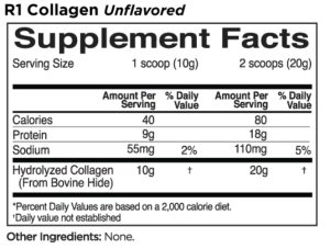 Image of Rule 1 Proteins Collagen Peptides Supplement Facts for Unflavored